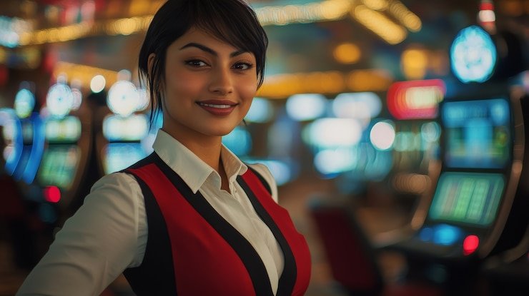 Studio Dragon Tiger live dealer perkasa togel dengan dealer profesional dan kartu yang ditampilkan di meja permainan